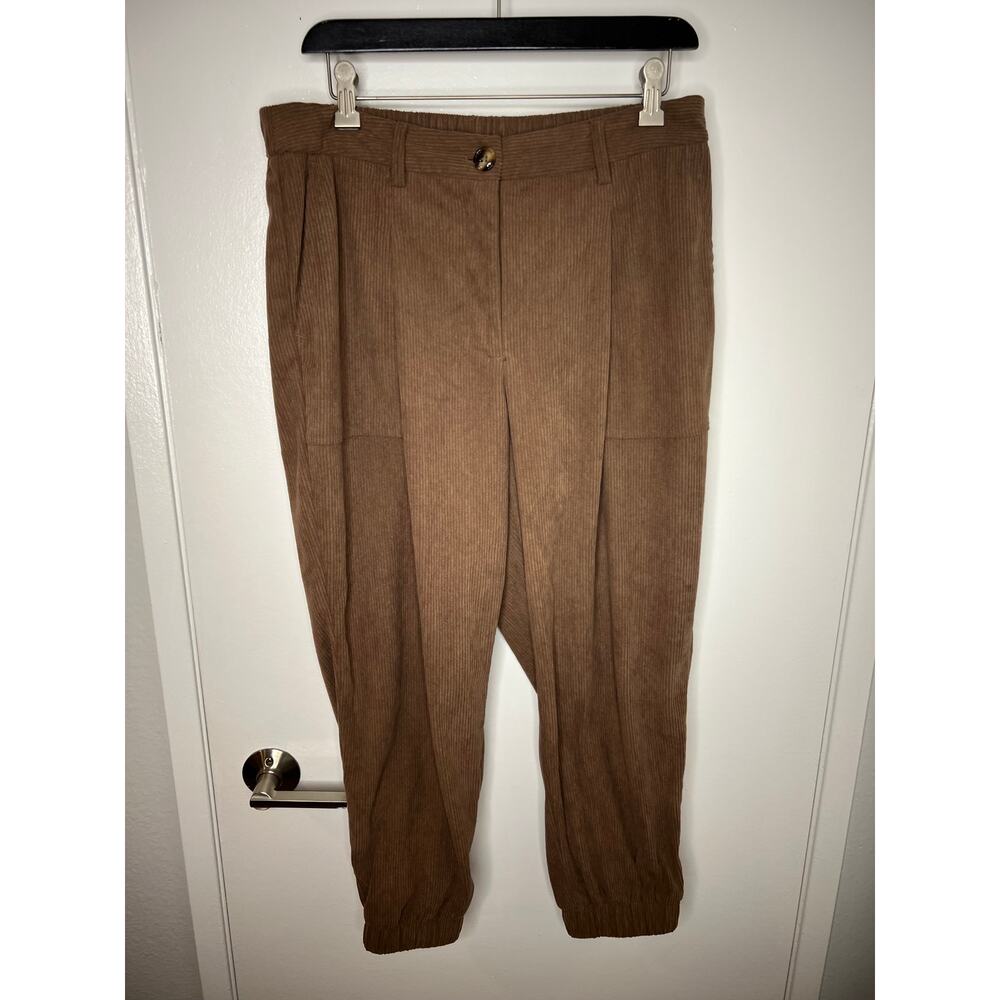 Halara Women's High Rise Corduroy Joggers Pants Brown ~ Size L Petite